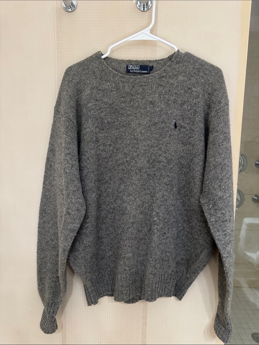 Vintage Polo by Ralph Lauren Charcoal Gray Crewneck Sweater 100% Lambswool